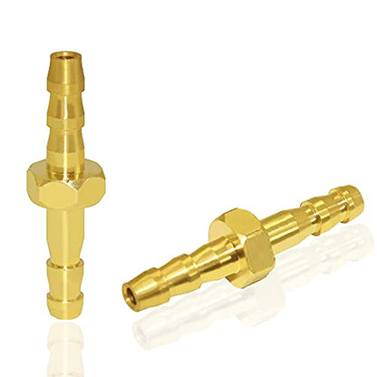 Joywayus Brass Hose Barb 5/32" ID Hex Union Brass Hose Fitting Water/Fuel/Air(Pack of 10) - size: 5/32", style: 10PCS