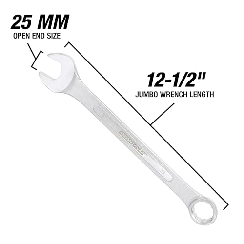 OEMTOOLS 22125 25mm Jumbo Combination Wrench, Chrome Plated, Raised Panel Design, Metric - size: 25mm