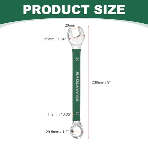 HARFINGTON 20mm Metric Combination Wrench 10 Degree Offset 12 Point Cr-V Steel Single Open End Spanner Wrenches for Automotive Repair Furniture Assembly - size: 20mm
