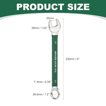 HARFINGTON 20mm Metric Combination Wrench 10 Degree Offset 12 Point Cr-V Steel Single Open End Spanner Wrenches for Automotive Repair Furniture Assembly - size: 20mm