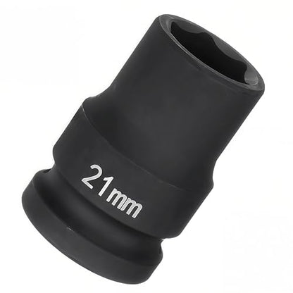 3/4"Drive x 21mm Metric, 6-Point Deep Impact Socket, Axle Nut Impact Socket | 40CR Alloy Steel,Clear labeling, Common Tools for Car Repair/Mechanical Work/Construction/Carpentry and Home Maintenance - size: 21mm