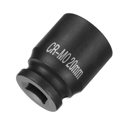 HARFINGTON 4 Point Square Socket 1/2" Drive 20mm Metric Square Impact Socket CR-MO Blackening Standard Wheel Sockets Pneumatic Socket Tool for Auto Repair Mechanical Maintenance Home Use - size: 20mm