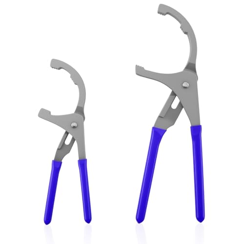 9" & 12" Oil Filter Pliers Wrench, Adjustable Oil Filter Pliers Set,Oil Filter Removal Tools Fit Most of Cars, Trucks, Motorcycles Engine Filters (Blue) - color: Blue
