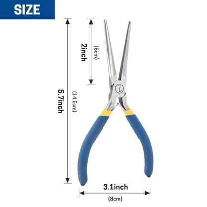 VISEMAN 6" Mini Needle Nose Pliers with Comfort Handles, Long Nose Pliers | for Handmade Craft, Straight - style: Straight