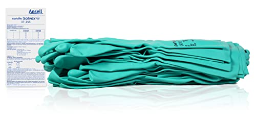 Alphatec Solvex 37-155 Nitrile Industrial Unflocked Chemical-Resistant Gloves for Food, Mechanics, Utilities - Med, Green (12 Pairs) - size: Medium, style: 12 Pairs