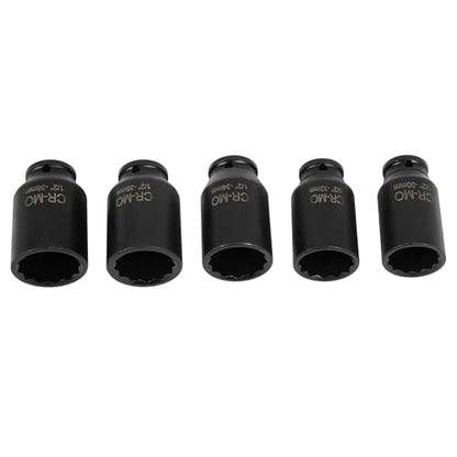 SCITOO 1/2 5PCS Drive Deep Impact Axle Hub Socket Set,Axle Nut Hub Impact,12 Point,30mm-36mm(30mm,32mm,34mm,35mm,36mm)