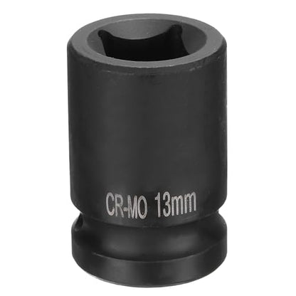 HARFINGTON 4 Point Square Socket 1/2" Drive 13mm Metric Square Impact Socket CR-MO Blackening Standard Wheel Sockets Pneumatic Socket Tool for Auto Repair Mechanical Maintenance Home Use - size: 13mm