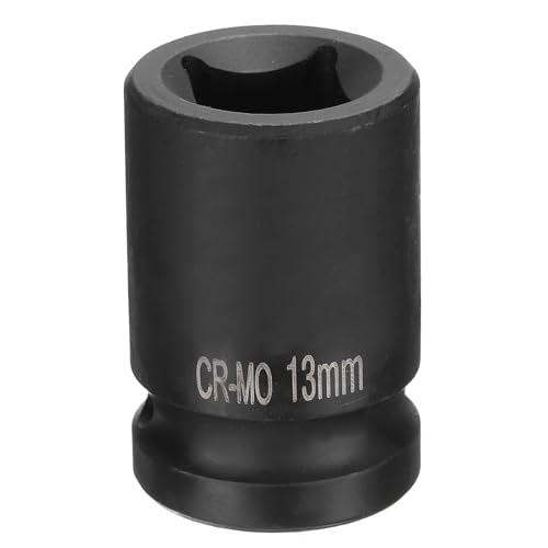 HARFINGTON 4 Point Square Socket 1/2" Drive 13mm Metric Square Impact Socket CR-MO Blackening Standard Wheel Sockets Pneumatic Socket Tool for Auto Repair Mechanical Maintenance Home Use - size: 13mm