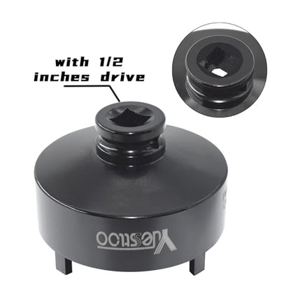 13 PCS Spindle Nuts Socket Kit Ball Joints Axle Locknut Remove Install Locking Hub Socket for KM Groove Nuts, Compatible with GM, Ford, GMC and Dodge, 4 Teeth Exterior with 1/2'' Drive