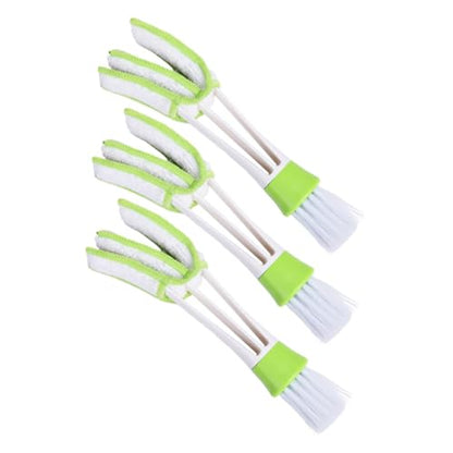 3pcs Double-Ended Car Air Vent Brush Set for Interior Cleaning Air Conditioner Duster Tools with Soft Bristles for Dashboard Keyboard and Outlet Detail