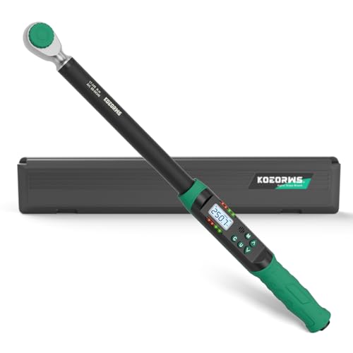 1/2 Inch Drive Digital Torque Wrench, 12.53-250.7Ft.lb/17-340N.m, Long Electronic Torque Wrench with Preset Value, Buzzer & LED Indicator, 2% Accuracy for Bike, Motorcycles, Car - size: 12.5-250.8 Ft-lb/17-340 Nm, style: 1/2-Inch