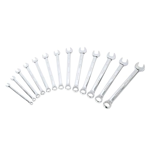 K Tool International Metric Combination Wrench Set, 13-Piece Fully Polished, Heat-Treated Chrome Vanadium Steel, Durable, Sizes (7mm-19mm Wrenches); KTI41800