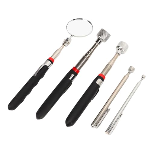 4 Pcs Magnetic Pickup Tool Set, 15LB 10LB 3.5LB 1.5LB Telescoping Grabber with Extendable Mirror, for Narrow Spaces Under Vehicles Between Machinery