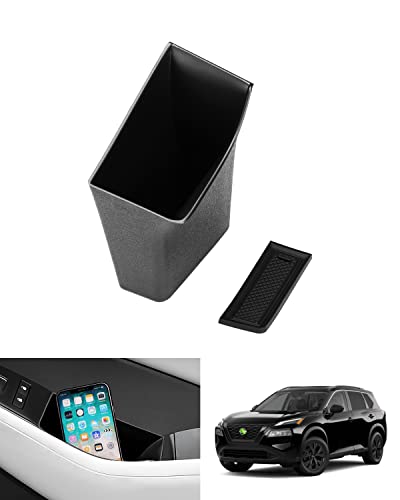 Autorder Door Side Storage Box for 2021-2025 Nissan Rogue Accessories Door Organizer Handle Pocket Insert Tray Copilot Armrest Phone Container with Black Mat(Note:Just Fit Copilot Passenger Seat Only)