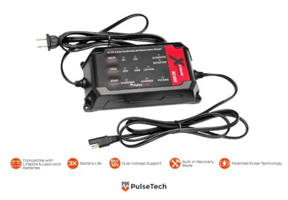 PulseTech XC450 Xtreme Charge 4 AMP Smart Battery Charger Maintainer, Trickle Charger | Test, Charge, Condition & Maintain All 6V/12V Batteries: Lead Acid, LiFeP04, Lithium, VRLA, AGM, Gel & Flooded