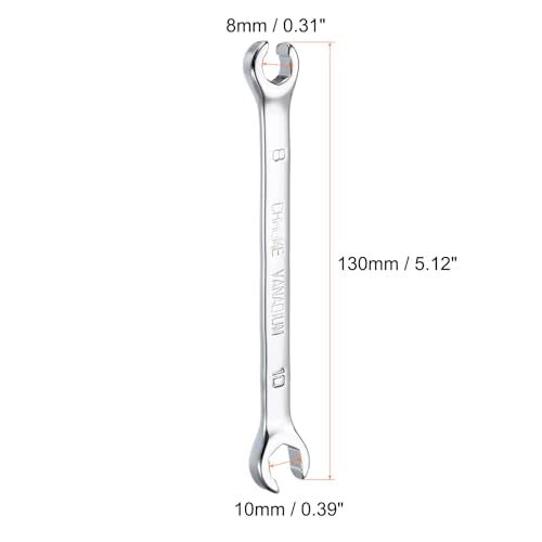HARFINGTON Flare Nut Metric Wrench 8mm x 10mm CR-V Mirror Polished Chrome Plating Metric Wrench for DIY Hand-making Automotive Repairs and Household Maintenance - size: 8mm x 10mm