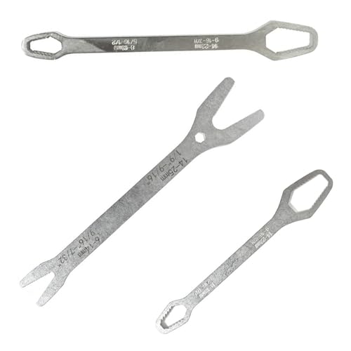3Pcs Universal Self Adjusting Wrench Set Auto Tightening Double Head Spanner Anti Slip Metric SAE Fastener Tool for 6mm-25mm 1/4in-1in Nuts Bolts Garage Automotive Maintenance - color: Silver