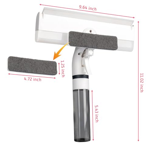 3 in 1 Professional Window Cleaner, Glass Cleaning Wiper with Spray & Waste Water Collection Tank, Water Spray, Window Washer Squeegee for Home, Outdoor Windows & Car Glass, White