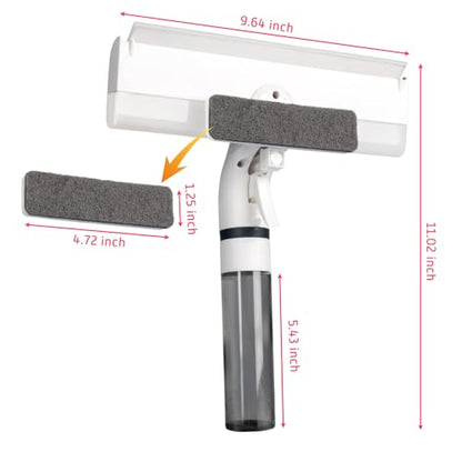 3 in 1 Professional Window Cleaner, Glass Cleaning Wiper with Spray & Waste Water Collection Tank, Water Spray, Window Washer Squeegee for Home, Outdoor Windows & Car Glass, White