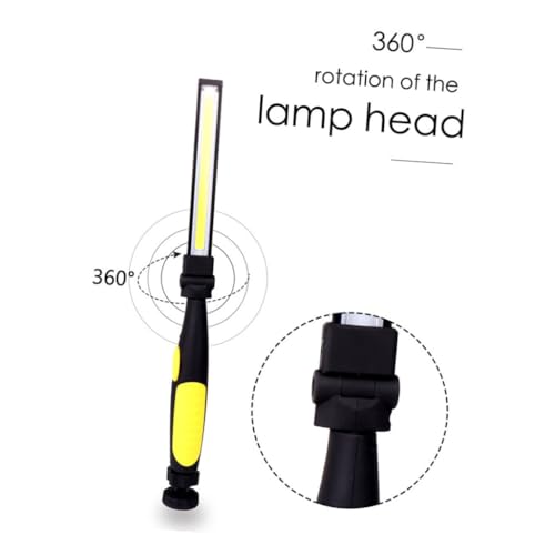 Veemoon Cob Led Rechargeable Magnetic Work Light Rotatable Inspection Flashlight for Mechanics Camping and Emergency Repairs Compact Design with Clip and Strong Magnet Yellow