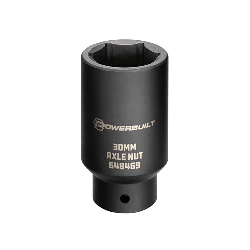 Powerbuilt 30mm Axle Nut Socket, 1/2-Inch Drive, 6 Point, Extra Deep, Remove Axles Shaft Nuts - 648469 - size: 30mm