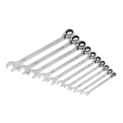 GEARWRENCH 10 Piece 90-Tooth 12 Point SAE Reversible Ratcheting Wrench Set | 86658 - style: 10 Pc SAE