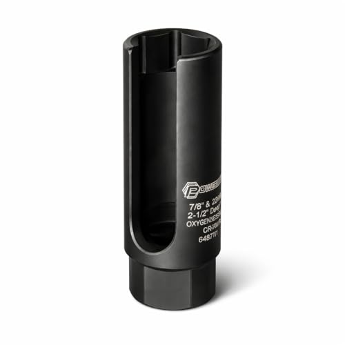 Powerbuilt 1/2-Inch Drive x 7/8-Inch (22mm) Oxygen Sensor Socket, 6 Point O2 Sensor Remover Tool with Side Wire Gate, Chrome-Vanadium Steel made - 648442 - style: Oxygen Sensor Socket