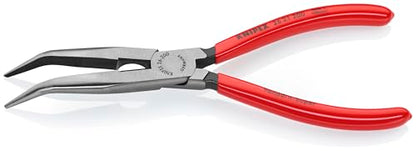 KNIPEX Tools - Long Nose Pliers With Cutter, 40 Degree Angled (2621200), 8 inches - color: Red and Silver, style: Classic