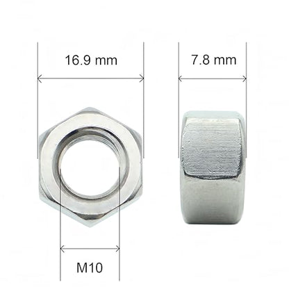 40 Pcs M10-1.5 Hex Nuts, 304 Stainless Steel | Standard Metric Coarse Thread, Hardware Nuts - size: M10 (40Pcs)
