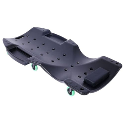 48 Inches Mechanic Creeper, Blow Molded Ergonomic HDPE Body with Padded Headrest, 6 Swivel Casters and Dual Tool Trays, 440 lb Capacity, Low Profile Automotive Car Creeper for Repair & Maintena - color: Black
