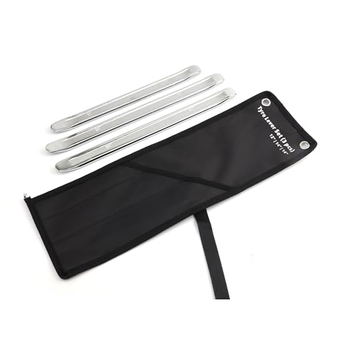 3-Piece Tire Iron Spoon, Tire Levers, Tire Tool, Tire Changing Tool 12 and 2x14 Inch, with roll-up Bag for Motorcycle Bike Lawn Mower ATV