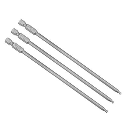 uxcell 3 Pcs H3 (3mm) Ball End Screwdriver Bits, S2 Steel Magnetic 5.1 Inch Long Drill Bit with 1/4 Inch Hex Shank - size: H3