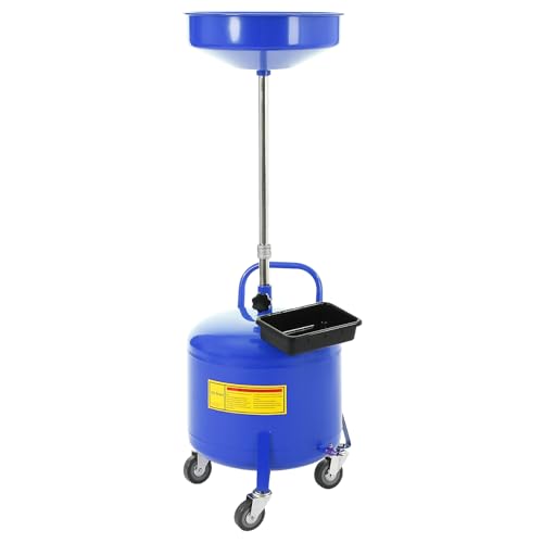 Garvee 8 Gal Waste Oil Drain Tank with Adjustable Funnel, Portable Air-Operated Drainer for Waste Oil, Fluid Transfer, Heavy-Duty, Rust-Proof, w/Wheels & Toolbox - color: Blue, size: 8 Gal Waste Oil Drain