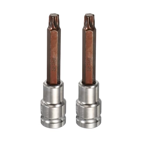 HARFINGTON 2Pcs Torx Bit Socket 1/2" Drive T50 S2 Steel 6 Point Head Long Screwdriver Drill Bits CR-V Steel Socket Adapter for Home Auto Axle Hex Nuts Bolts Repair - size: T50