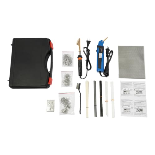 2 in 1 Plastic Welder Kit 100W Hot Stapler for Bumper Repair 800°F (Blue) | Car Bumpers Kayaks Toolboxes Welding Repair Kit, Includes 400 Staples, Mesh, Rods, Smoother, Brush - color: Blue