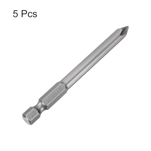 HARFINGTON 5pcs #1 Phillips Screwdriver Bit PH1 1/4" Hex Shank 3" (75mm) Long Magnetic S2 Steel Industrial Grade Screw Driver Bit Cross Head Electric Drill Bits 0.236" (6mm) Rod - size: PH1 x 75mm x 6mm