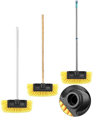 QWORK 10in Car Wash Brush Head with Soft Bristle, for Cleaning Decks, Trucks, Car, RV, Boats, Home Siding, Camper, Yellow