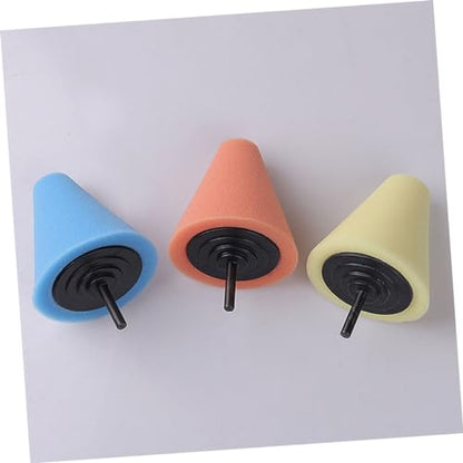 GLEAVI Automotive Cone-Shaped Buffing Pads for Car Wheel Hub Cleaning Long-Lasting Reusable Sponge Polishing Tool for Reach Areas Light Blue