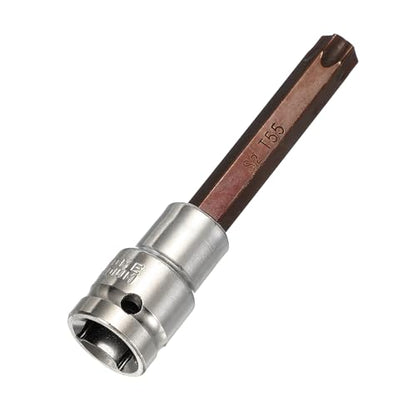 HARFINGTON Torx Bit Socket 1/2" Drive T55 S2 Steel 6 Point Head Long Screwdriver Drill Bits CR-V Steel Socket Adapter for Home Auto Axle Hex Nuts Bolts Repair - size: T55