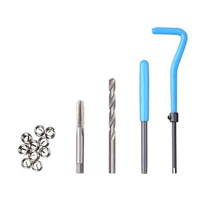 DAYUAN 131Pcs SAE Thread Repair Kit, HSS Drill Helicoil Kit Standard | SAE 1/4"-1/2" Sizes，Repairs Stripped & Damaged Threads，High-Speed Steel Tools，45# Steel Inserts，Storage Case - size: Blue - 131Pcs-SAE