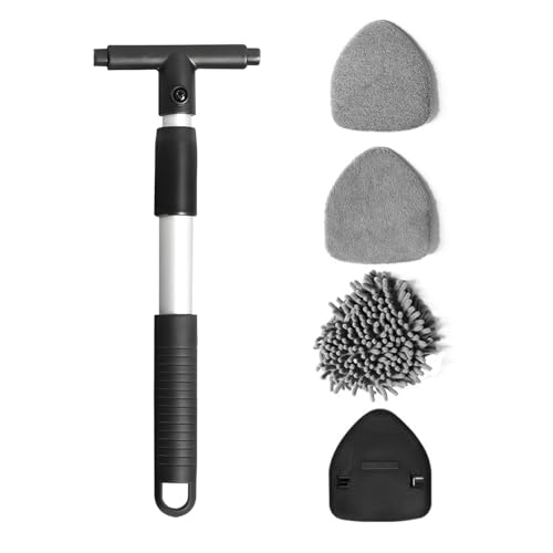 BESULEN Car Windshield Cleaning Tool, Extendable Handle Vehicle Window Cleaning Kit with 3 Reusable Pads, Automotive Interior & Exterior Windscreen Cleaner, Universal for SUV RV Truck (Triangle) - size: Triangle