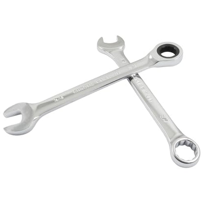 3/4 Inch Ratcheting Wrench 2 Pcs 72-Tooth 12-Point Chrome Plated | Forged 45# Carbon Steel Durable, 5-Degree Arc For Tight Spaces, 12-Point Protects Fasteners, Polished Chrome Anti-Rust - size: 3/4 Inch