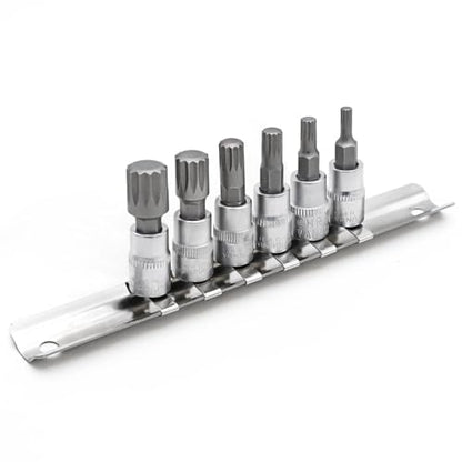 DAKCOS 6pcs Spline Socket Set, M4-M12 for 1/4" Drive, XZN Triple Square Spline Bit Set, S2 Alloy Steel Bit and CR-V Drive Socket - style: 6PC 1/4”M4-M12