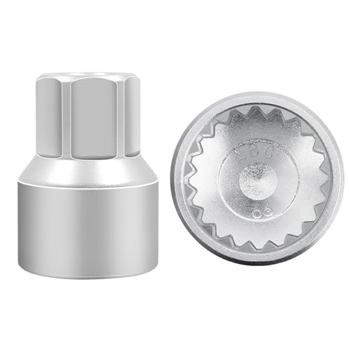 ABC-66 20Pt Outer Ring 2mm Wheel Locking Nut Key for Porsche VW | Wheel Lock Nut Socket Adapter, Anti-Theft Lug Nut Removal Tool, Anti-Theft Screw Remover, Repair Tool, Tyre Fitting, garage - color: ABC-66 Outer ring thickness: 2mm