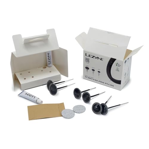 LEZYNE Tubeless Pro Plugs Bicycle Tire Repair Kit | 6-Plug Puncture Sealing System with Abrasive Scuffer Pads & Rubber Cement Adhesive, Bike Maintenance Set