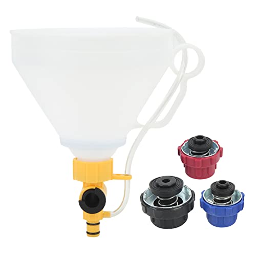 Spill Proof Radiator Funnel Bleeder,No Spill Coolant Funnel Kit, Engine Cooling System Filling Kit with 3 Adapters for Refilling Coolant No Spill Bleeder, for Universal Vehicles, Coolant Funnel Kit