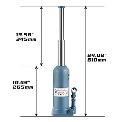 BAOSHISHAN 4 Ton Double Ram Bottle Jack 10.43" to 24" Lift Range | Heavy-Duty Hydraulic Lifting, Welded Steel Frame, Built-in Safety Valve, For SUV Truck RV - size: 4 Ton (High Lift)