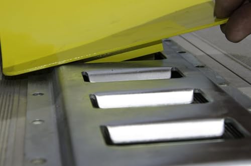 E-Chock Wheel Chocks with 5-Foot Metal Mounting Tracks, Yellow and Gray, Set of 2. Including 3" Rigid Hitch Logo Decal (E-09162-BUNDLE)