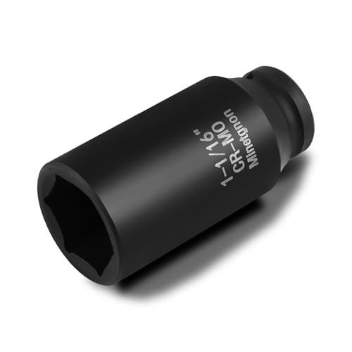 1-1/16 Socket Deep 1/2 Drive Impact Socket 6 Point CR-MO Axle Nut Heavy-Duty Socket SAE for Easy Removal & Installation of Wheel Hub & Axle Shaft Nuts - color: Deep_6 Pt_1/2, size: 1-1/16