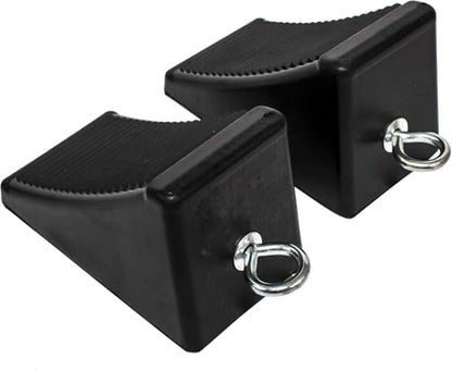 MaxxHaul 50011 Heavy-Duty Rubber Wheel Chocks with Eyebolt, Anti-Slip Design for Trailers, RVs, and Trucks (6.5" x 3.75" x 4") - 2 Pack - size: MaxxHaul 50011- 6-1/2" x 3-3/4" x 4"